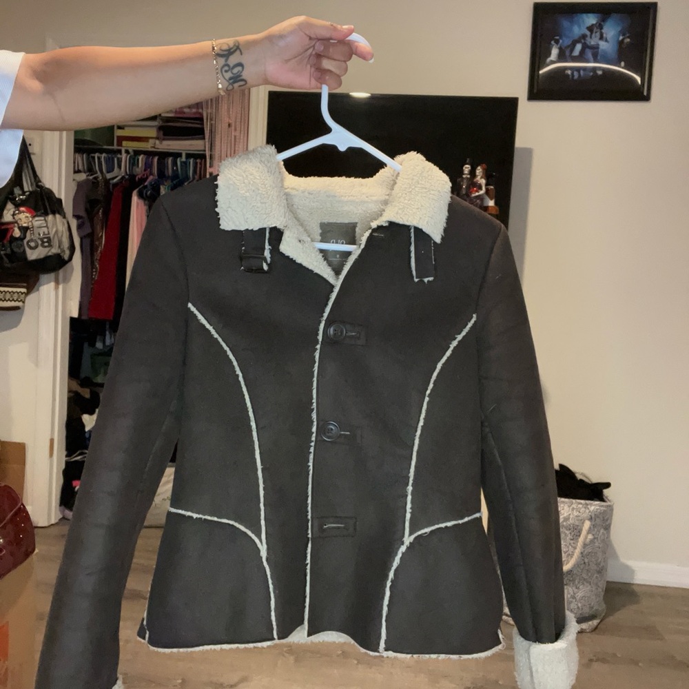 Women Dark Brown Faux Suede Fall Jacket